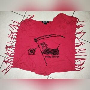 Metal Mulisha red tassel top (L)